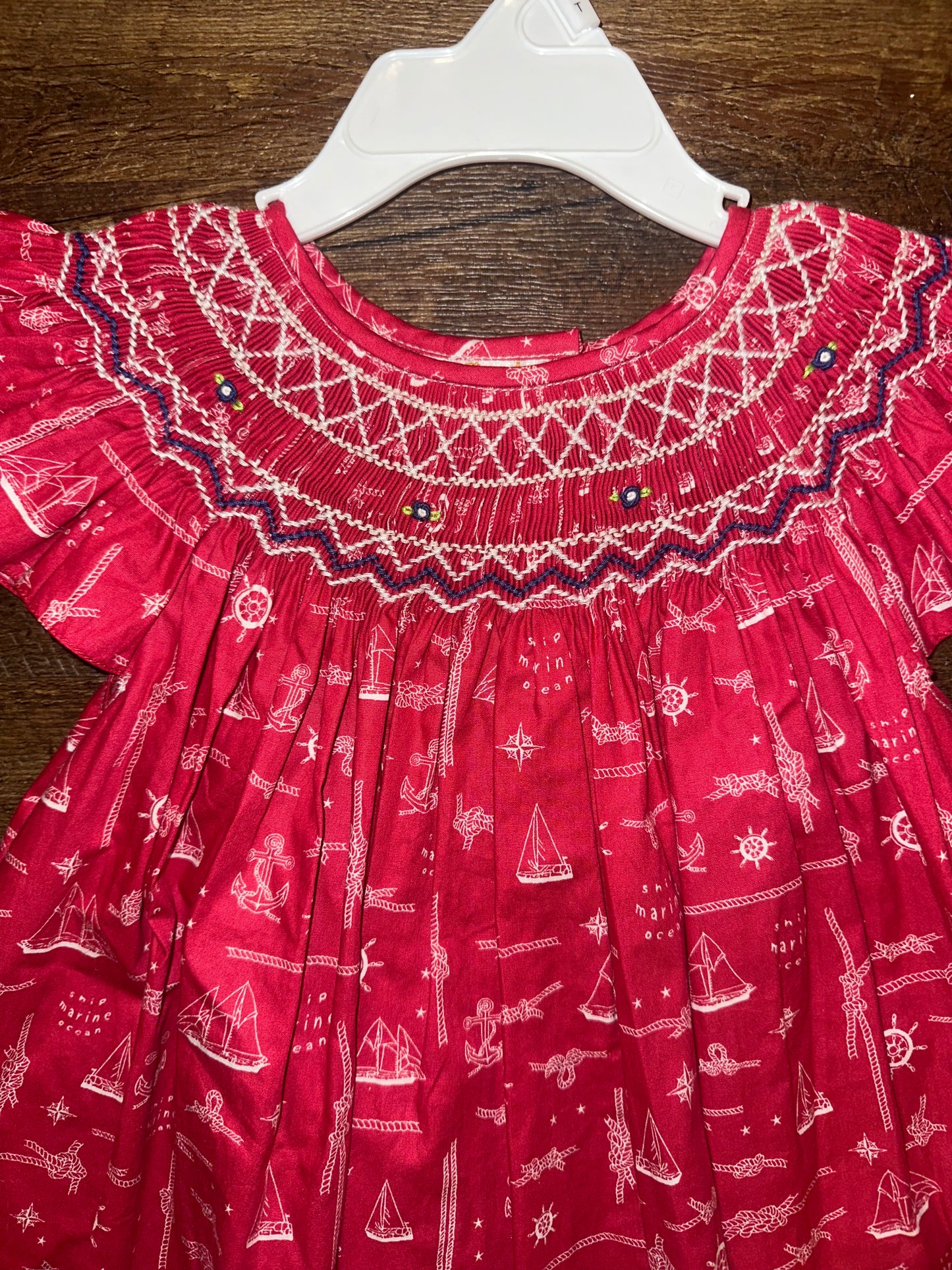 Nautical Red Smocked Dress