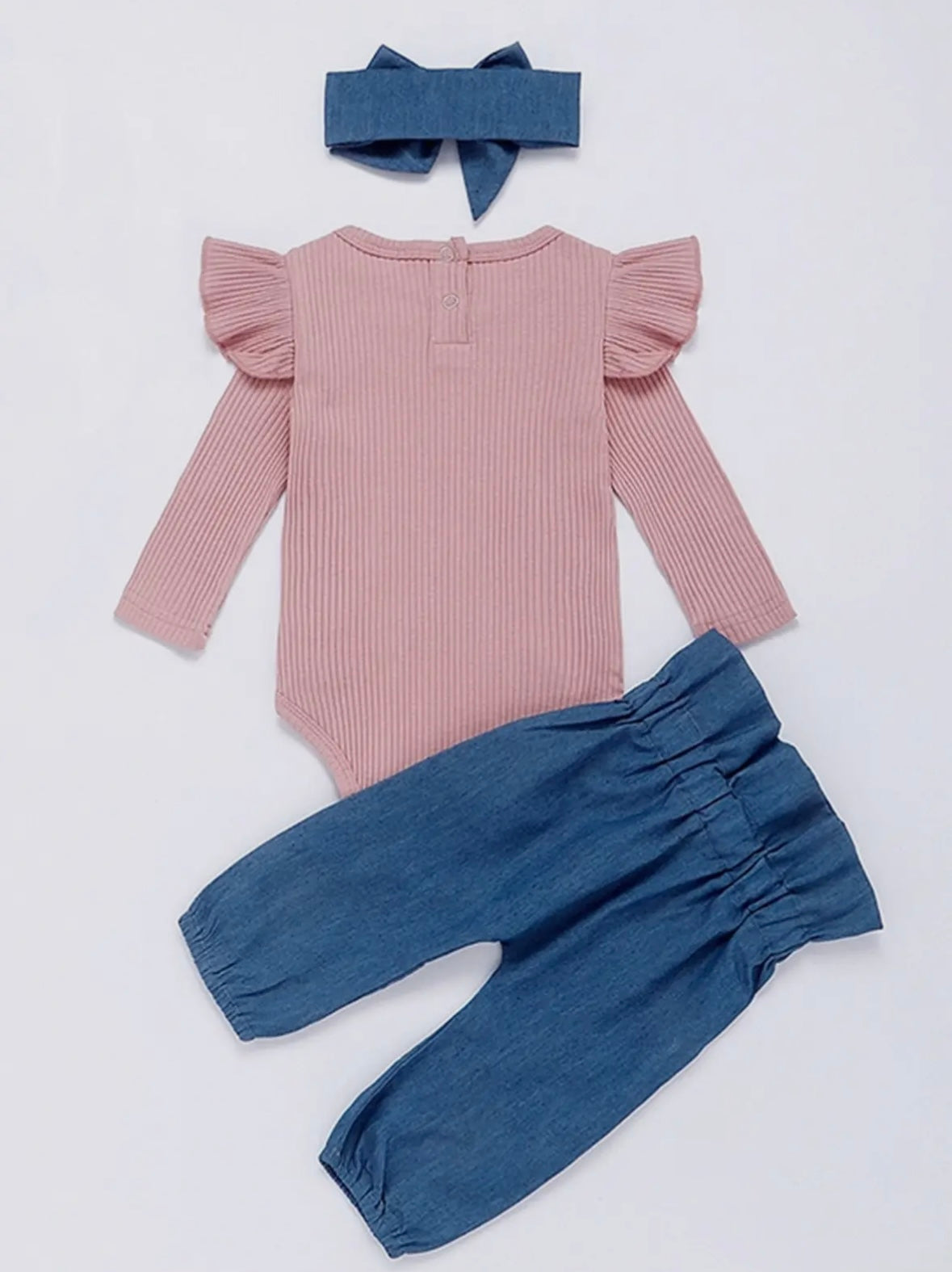 Pink Ruffle Top and Bow Pant Set