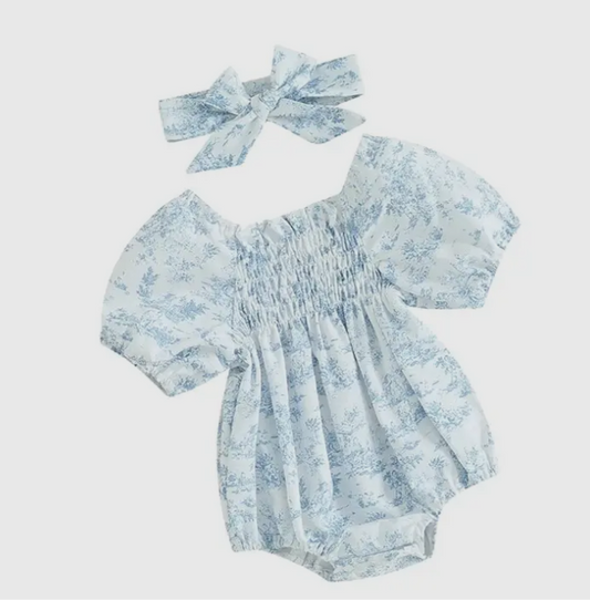 Smocked Baby Blue Romper