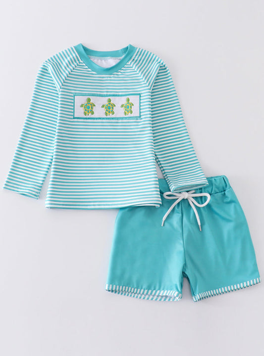 Turtle Embroidery Swim Set