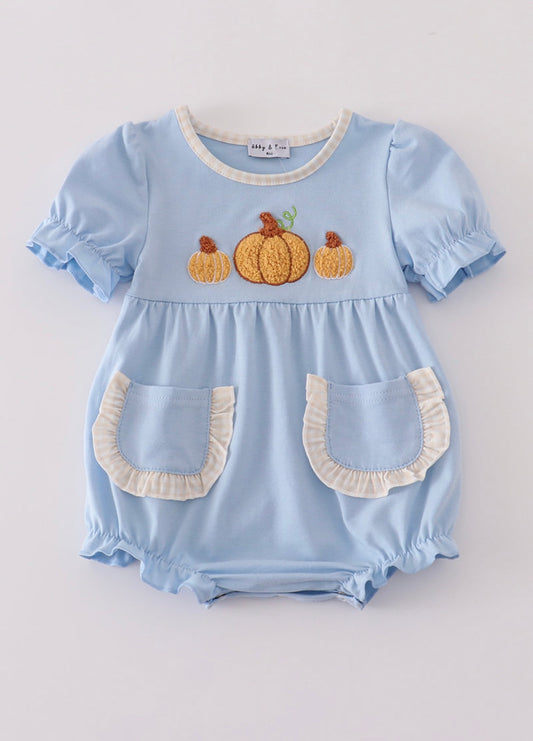 Blue Pumpkin French Knot Ruffle Bubble